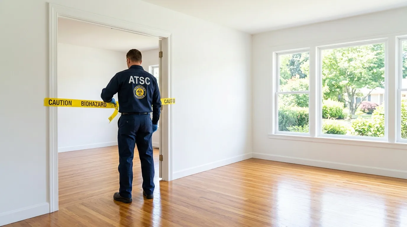 Certified biohazard cleanup crew performing Crime Scene Cleanup in Carrollton